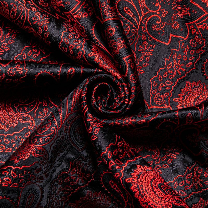 Barry.Wang Jacquard Silk Mens Scarf Floral Paisley Stylish Burgundy Gold Green Red Blue Purple For Male Wedding Business Party - Image 5