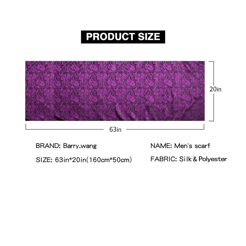 Barry.Wang Jacquard Silk Mens Scarf Floral Paisley Stylish Burgundy Gold Green Red Blue Purple For Male Wedding Business Party - Image 6
