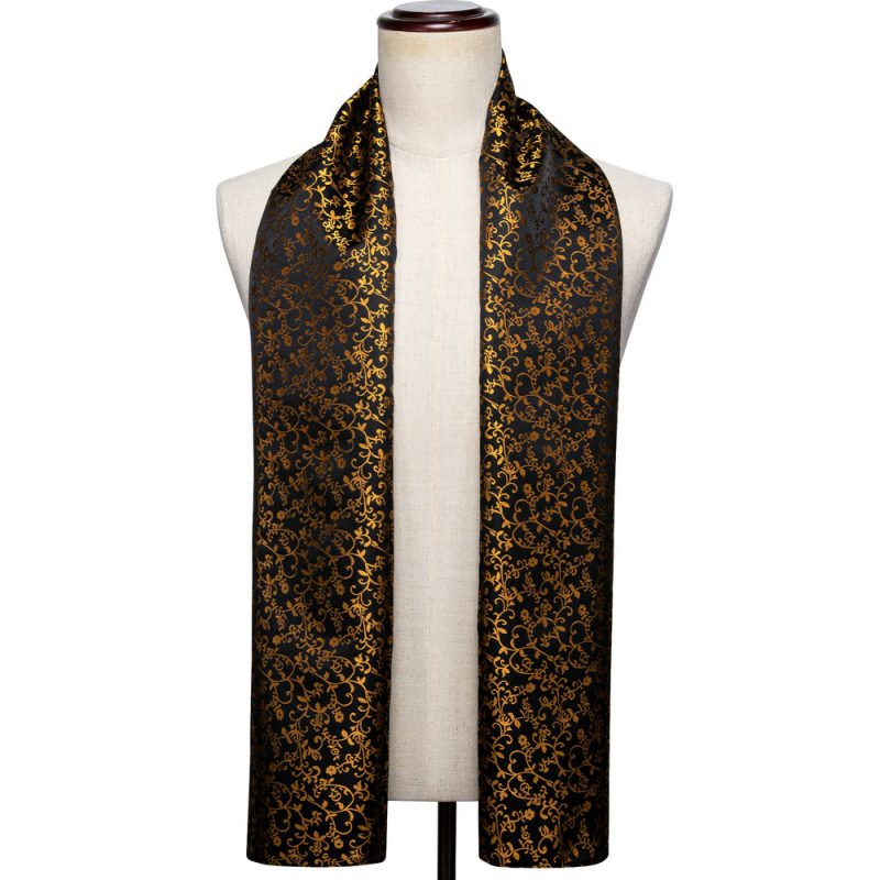 Barry.Wang Jacquard Silk Mens Scarf Floral Paisley Stylish Burgundy Gold Green Red Blue Purple For Male Wedding Business Party - Image 7