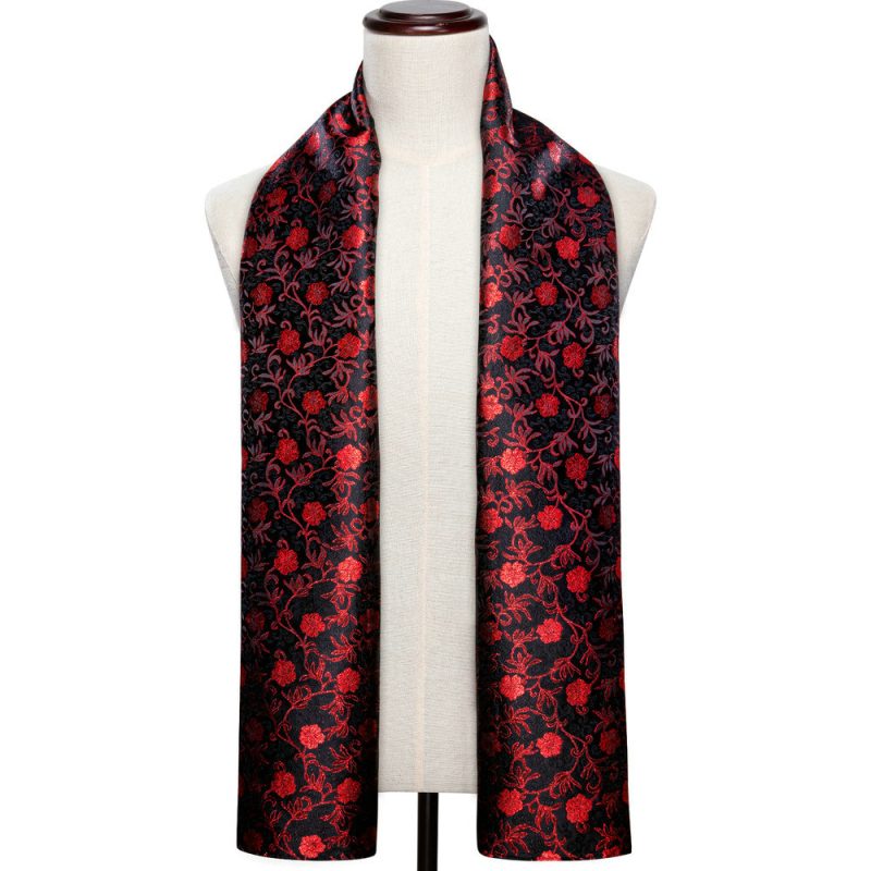 Barry.Wang Jacquard Silk Mens Scarf Floral Paisley Stylish Burgundy Gold Green Red Blue Purple For Male Wedding Business Party - Image 8