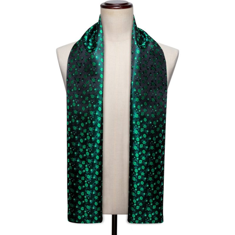 Barry.Wang Jacquard Silk Mens Scarf Floral Paisley Stylish Burgundy Gold Green Red Blue Purple For Male Wedding Business Party - Image 9