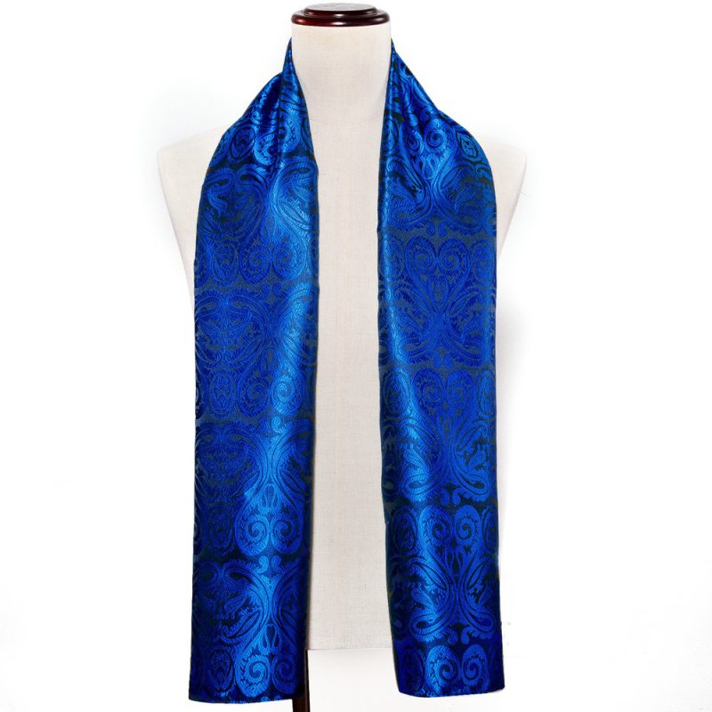Barry.Wang Jacquard Silk Mens Scarf Floral Paisley Stylish Burgundy Gold Green Red Blue Purple For Male Wedding Business Party - Image 12