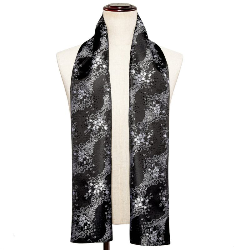 Barry.Wang Jacquard Silk Mens Scarf Floral Paisley Stylish Burgundy Gold Green Red Blue Purple For Male Wedding Business Party - Image 14