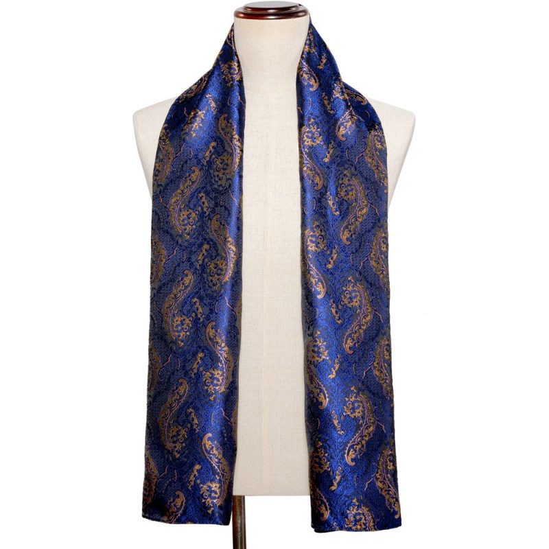 Barry.Wang Jacquard Silk Mens Scarf Floral Paisley Stylish Burgundy Gold Green Red Blue Purple For Male Wedding Business Party - Image 16