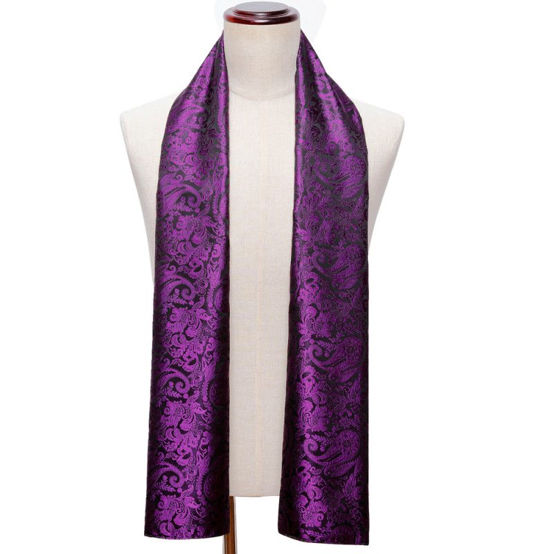 Barry.Wang Jacquard Silk Mens Scarf Floral Paisley Stylish Burgundy Gold Green Red Blue Purple For Male Wedding Business Party - Image 17