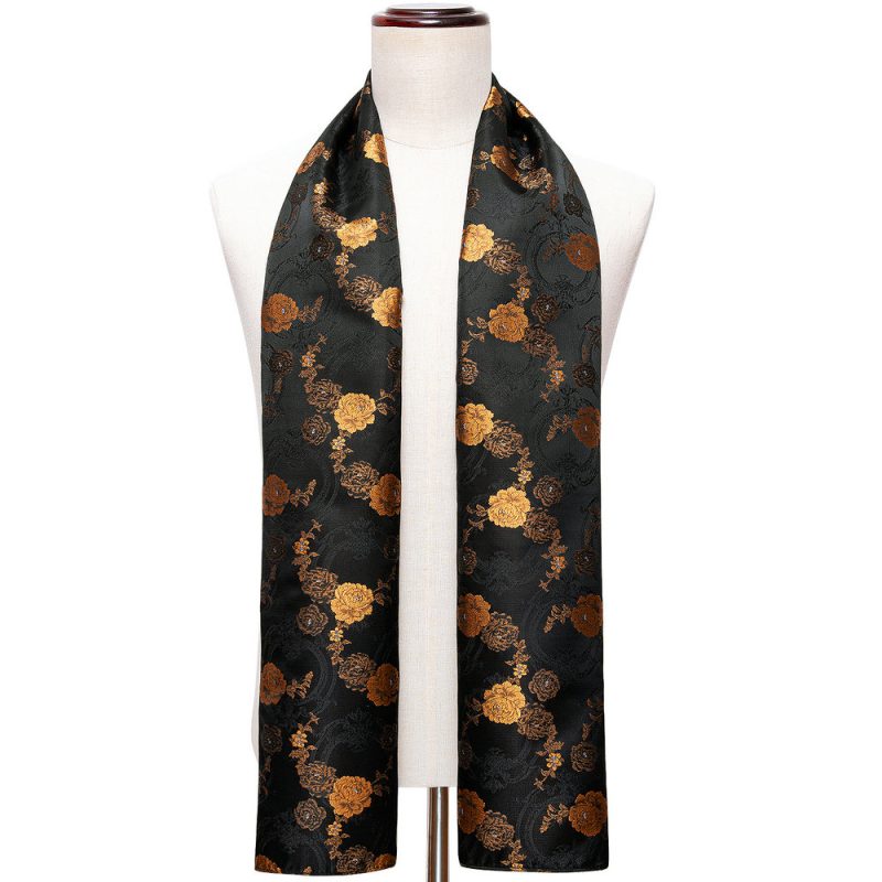 Barry.Wang Jacquard Silk Mens Scarf Floral Paisley Stylish Burgundy Gold Green Red Blue Purple For Male Wedding Business Party - Image 18