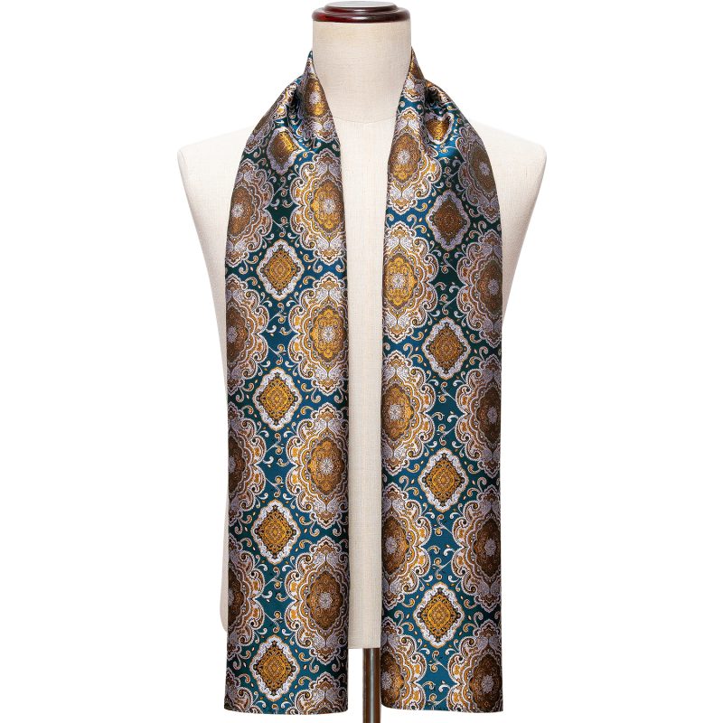 Barry.Wang Jacquard Silk Mens Scarf Floral Paisley Stylish Burgundy Gold Green Red Blue Purple For Male Wedding Business Party - Image 19