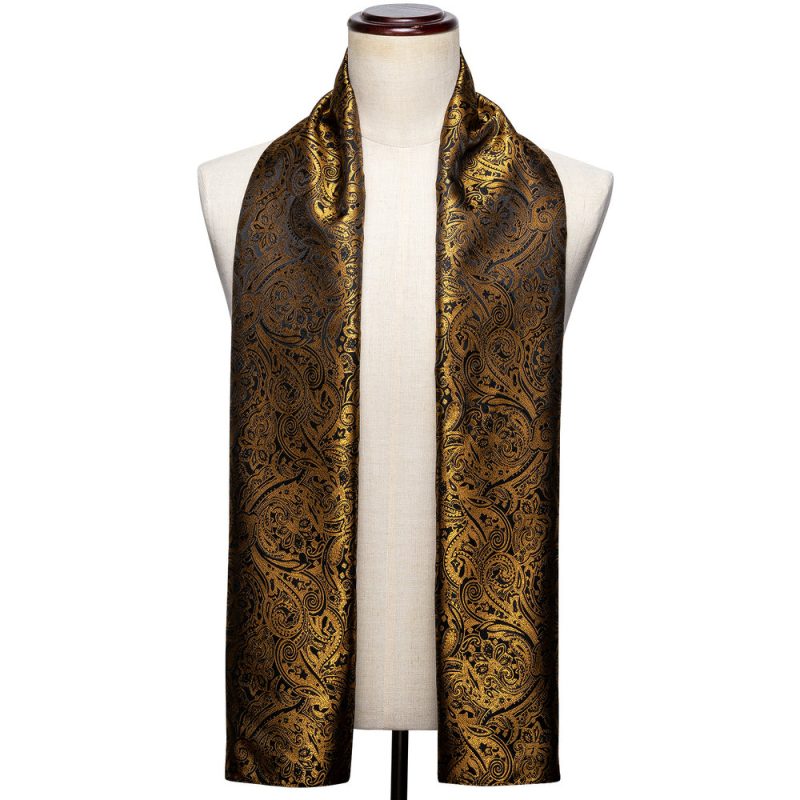 Barry.Wang Jacquard Silk Mens Scarf Floral Paisley Stylish Burgundy Gold Green Red Blue Purple For Male Wedding Business Party - Image 21
