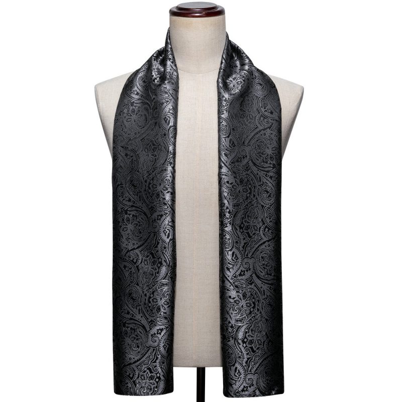 Barry.Wang Jacquard Silk Mens Scarf Floral Paisley Stylish Burgundy Gold Green Red Blue Purple For Male Wedding Business Party - Image 22