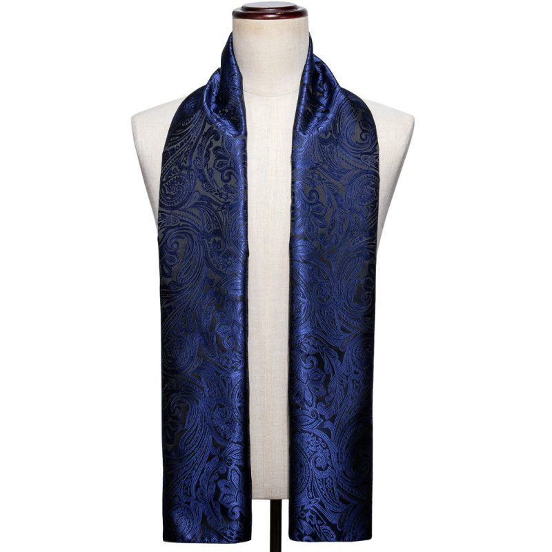 Barry.Wang Jacquard Silk Mens Scarf Floral Paisley Stylish Burgundy Gold Green Red Blue Purple For Male Wedding Business Party - Image 23