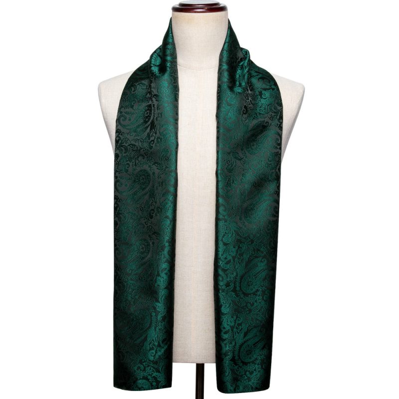 Barry.Wang Jacquard Silk Mens Scarf Floral Paisley Stylish Burgundy Gold Green Red Blue Purple For Male Wedding Business Party - Image 26
