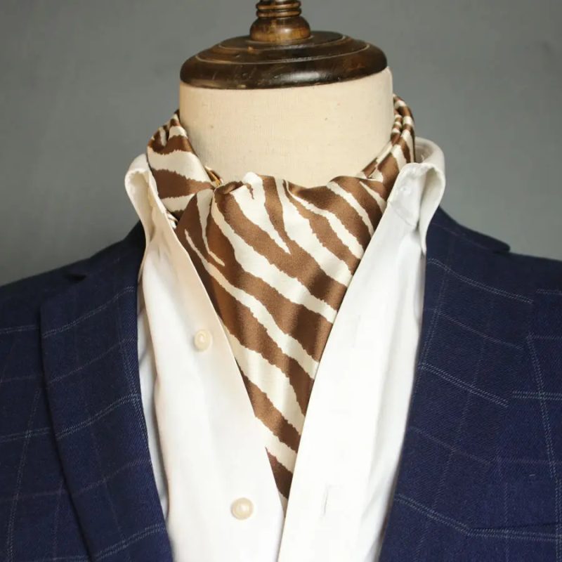 Men's Striped Autumn and Winter Thin Simulated Silk Men's Double Layer Long Silk Scarf Shirt Scarf Printed Small Plaid Scarf