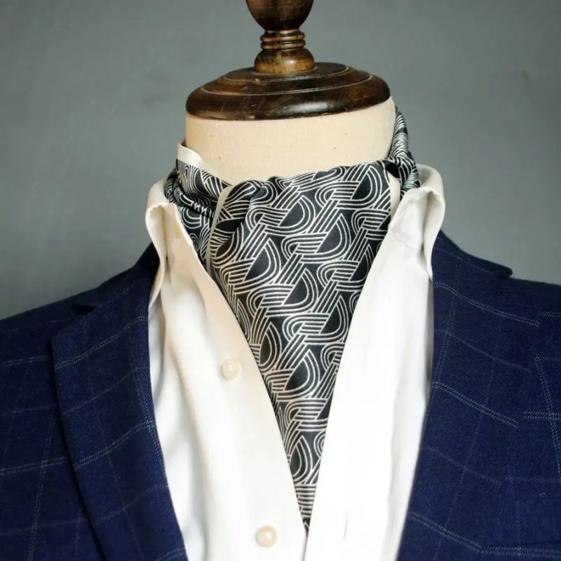 Men's Striped Autumn and Winter Thin Simulated Silk Men's Double Layer Long Silk Scarf Shirt Scarf Printed Small Plaid Scarf - Image 2