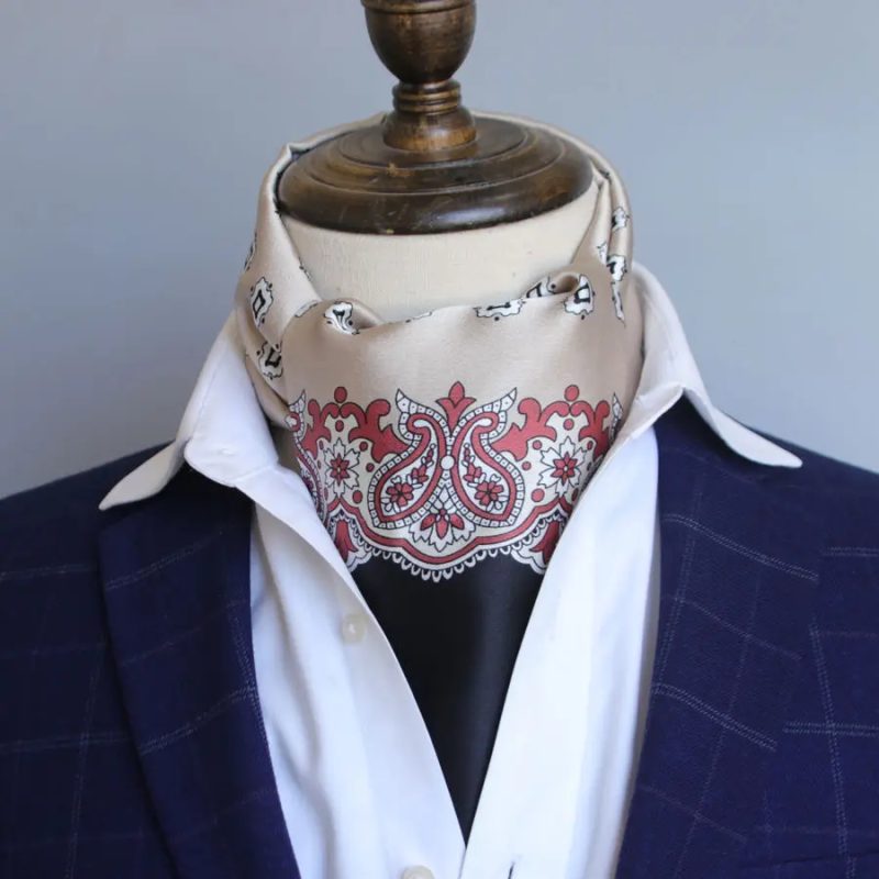 Men's Striped Autumn and Winter Thin Simulated Silk Men's Double Layer Long Silk Scarf Shirt Scarf Printed Small Plaid Scarf - Image 3