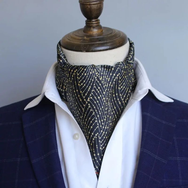 Men's Striped Autumn and Winter Thin Simulated Silk Men's Double Layer Long Silk Scarf Shirt Scarf Printed Small Plaid Scarf - Image 4