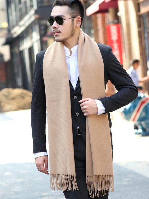 New Artificial Cashmere Scarf Men's Winter Warm Pashmina Shawl Luxury Plain Neck Scarves Outdoor Windproof Birthday Gift For Man