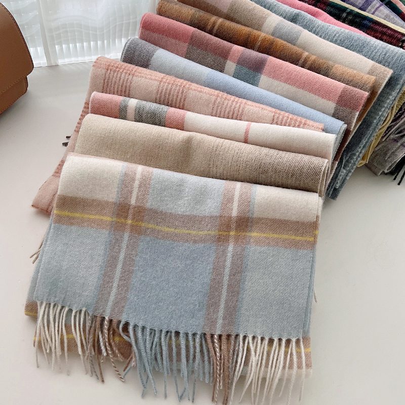 100% Wool Scarf for Women Men British Style Tartan Plaid Cashmere Scarves With Tassel Female Winter Warm Neck Scarf Shawl 2024 - Image 3