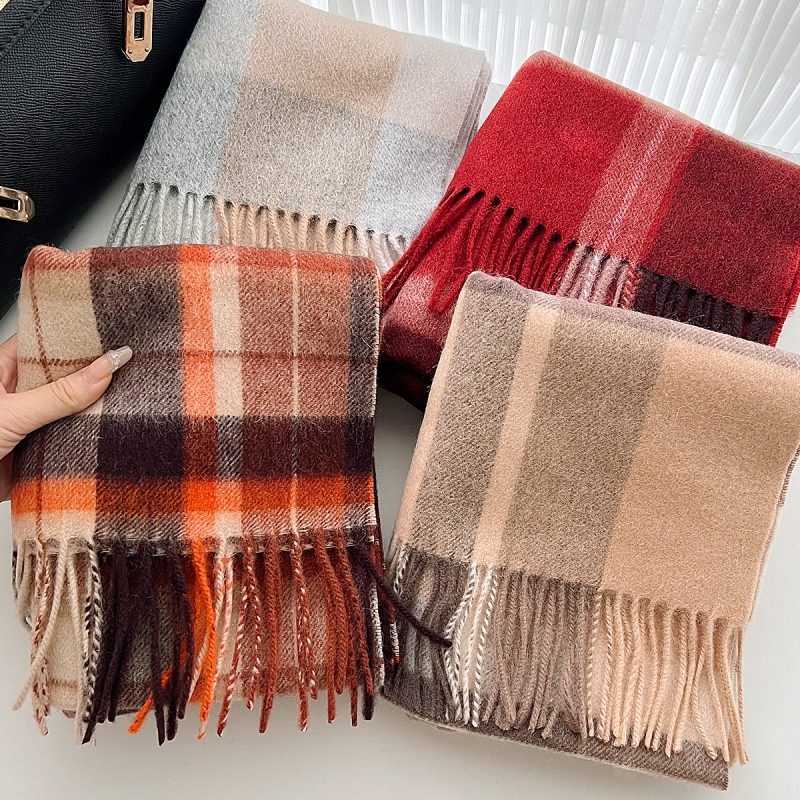 100% Wool Scarf for Women Men British Style Tartan Plaid Cashmere Scarves With Tassel Female Winter Warm Neck Scarf Shawl 2024 - Image 4