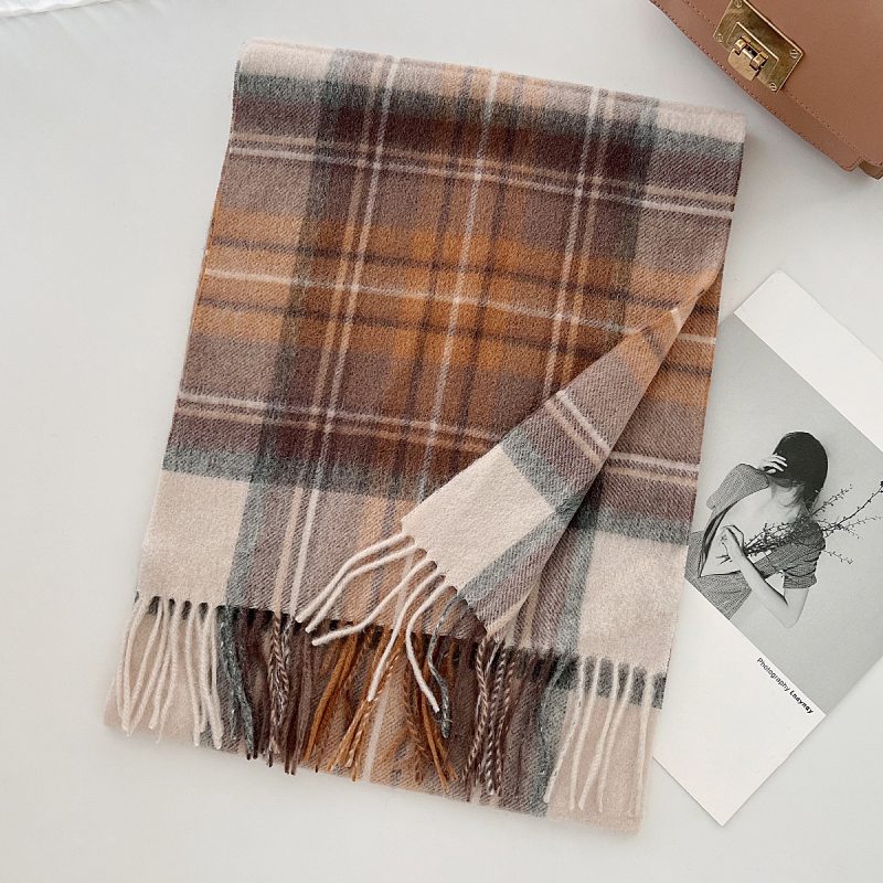 100% Wool Scarf for Women Men British Style Tartan Plaid Cashmere Scarves With Tassel Female Winter Warm Neck Scarf Shawl 2024 - Image 6