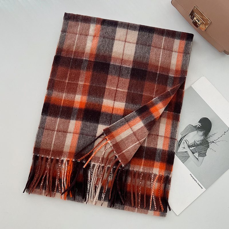 100% Wool Scarf for Women Men British Style Tartan Plaid Cashmere Scarves With Tassel Female Winter Warm Neck Scarf Shawl 2024 - Image 7