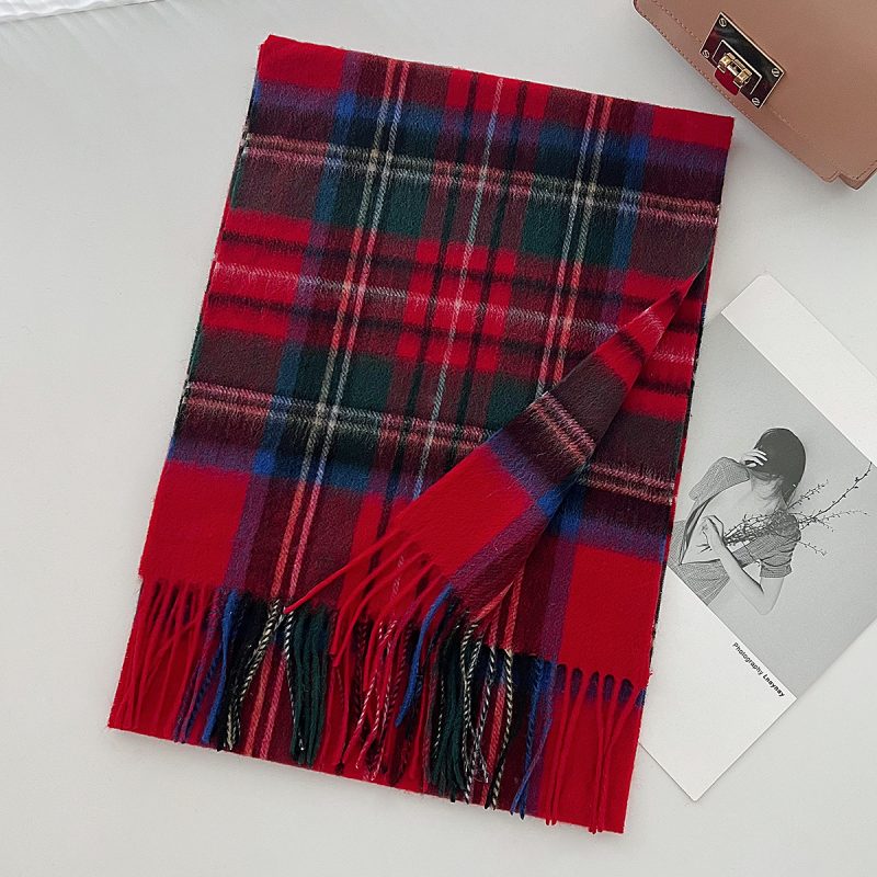 100% Wool Scarf for Women Men British Style Tartan Plaid Cashmere Scarves With Tassel Female Winter Warm Neck Scarf Shawl 2024 - Image 8