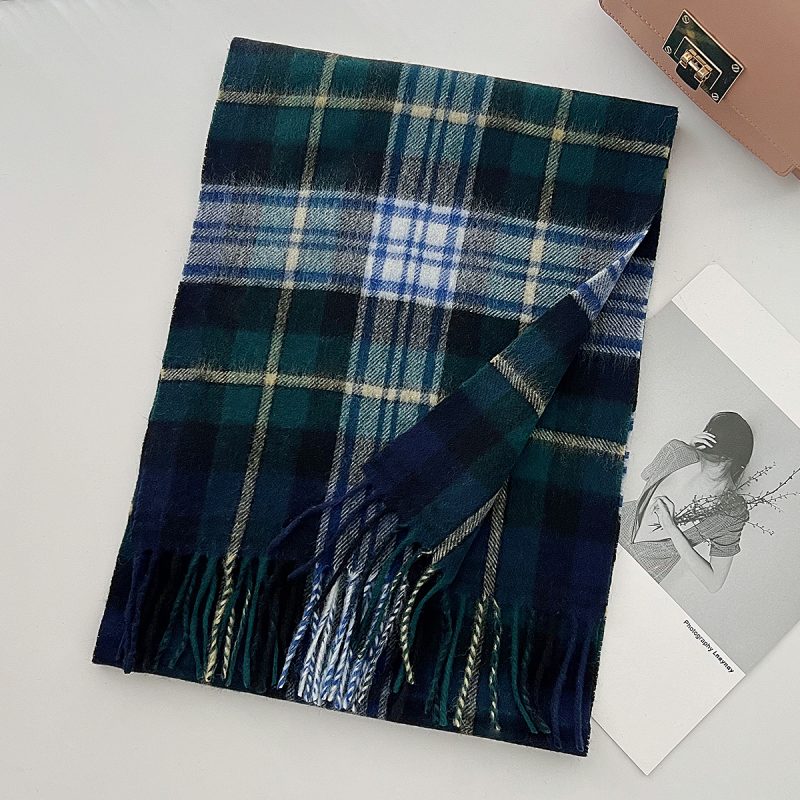 100% Wool Scarf for Women Men British Style Tartan Plaid Cashmere Scarves With Tassel Female Winter Warm Neck Scarf Shawl 2024 - Image 22