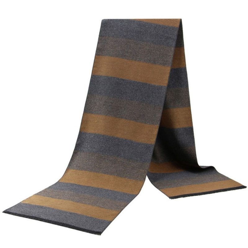 1pc Winter Scarf For Men Check Stripe Paisley Immitation Cashmere Elegant Jacquard Scarves Double Side Warm Windproof Neck Snood - Image 2