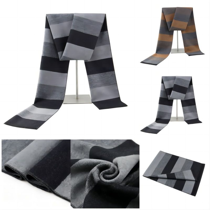 1pc Winter Scarf For Men Check Stripe Paisley Immitation Cashmere Elegant Jacquard Scarves Double Side Warm Windproof Neck Snood - Image 5