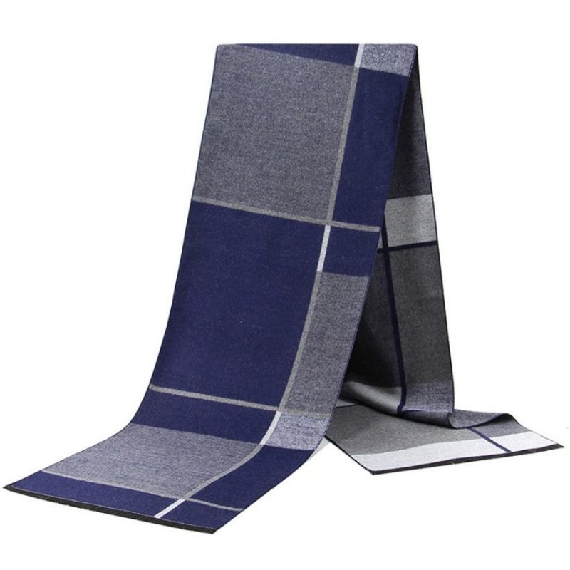1pc Winter Scarf For Men Check Stripe Paisley Immitation Cashmere Elegant Jacquard Scarves Double Side Warm Windproof Neck Snood - Image 7