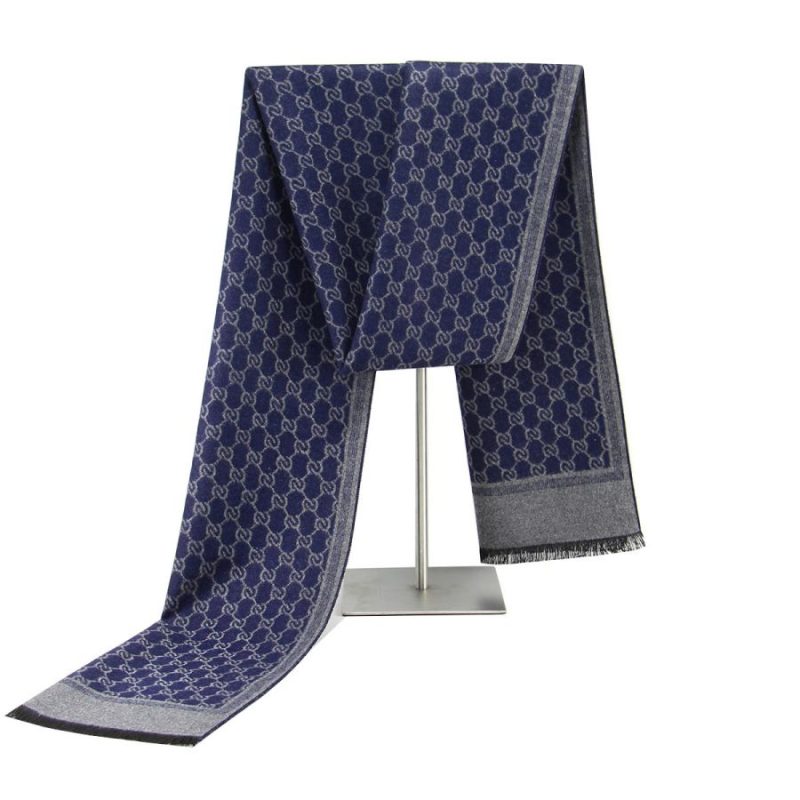 1pc Winter Scarf For Men Check Stripe Paisley Immitation Cashmere Elegant Jacquard Scarves Double Side Warm Windproof Neck Snood - Image 8