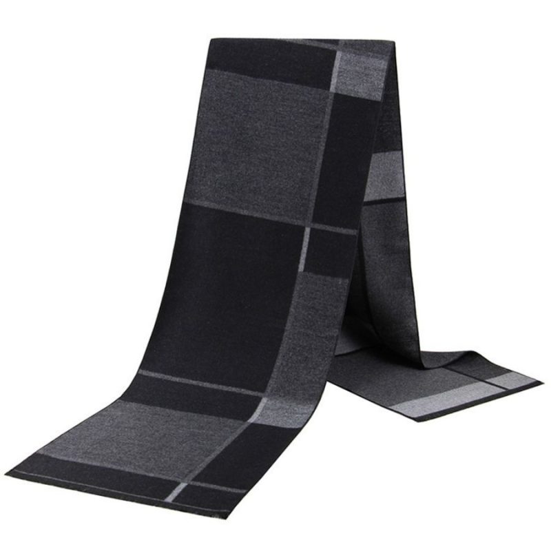 1pc Winter Scarf For Men Check Stripe Paisley Immitation Cashmere Elegant Jacquard Scarves Double Side Warm Windproof Neck Snood - Image 10