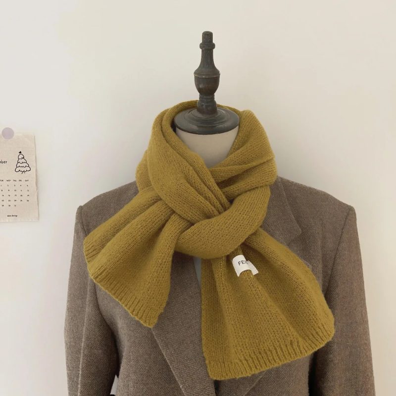 Simple Chic Solid Soft Scarf Autumn Winter Men Knitted Wool Korean Couple Fashion Thick Warm Muffler Thermal Muffler Male Shawl - Image 8
