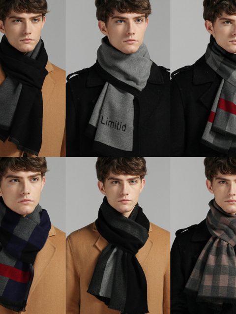 Chic Scarf Men Autumn Winter Imitation Cashmere Long Business Muffler Male Jacquard Thermal Thick Knit Scarf Gents Cold Day Gent