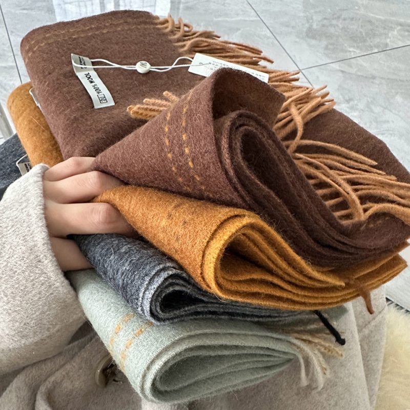 Elegant Good Quality 100% Wool Scarf Women Men Autumn Winter Neckerchief Shawl Long Korea Style Fashion Deluxe Muffler - Image 6