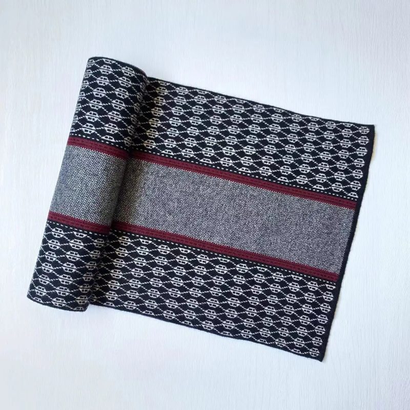 New Chic Scarf Men Autumn and Winter Cashmere Long Business Muffler Male Jacquard Thermal Wool Thick Knit Scarf Gents Cold Day - Image 2