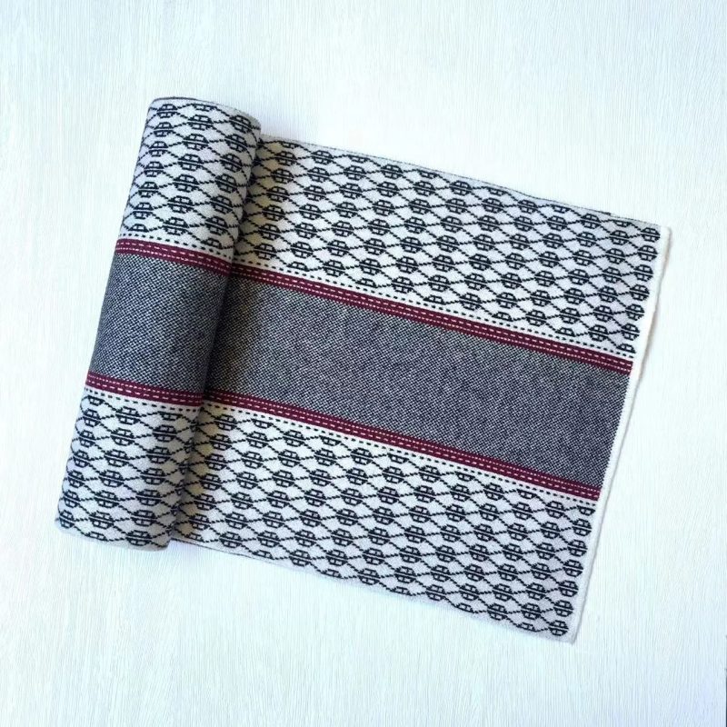New Chic Scarf Men Autumn and Winter Cashmere Long Business Muffler Male Jacquard Thermal Wool Thick Knit Scarf Gents Cold Day - Image 4