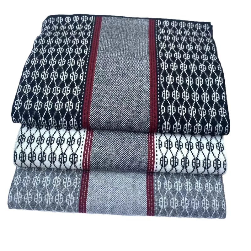 New Chic Scarf Men Autumn and Winter Cashmere Long Business Muffler Male Jacquard Thermal Wool Thick Knit Scarf Gents Cold Day - Image 5