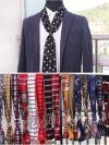 Men's silk scarves versatile British strip printed narrow scarf Korean version women's retro suit decorative small scarf