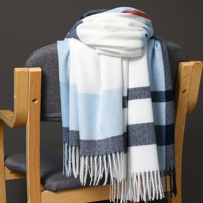 Luxury Brand Autumn Wrap Scarves Winter Warm Foulard Bandana Female Blanket Cashmere Plaid Scarf Men's Thick Fringe Large Shawls - Image 2