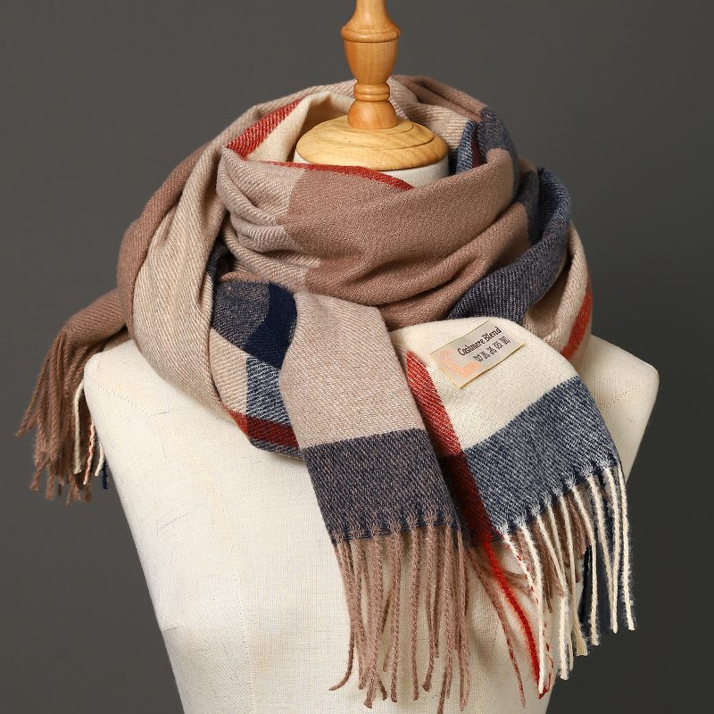 Luxury Brand Autumn Wrap Scarves Winter Warm Foulard Bandana Female Blanket Cashmere Plaid Scarf Men's Thick Fringe Large Shawls - Image 8
