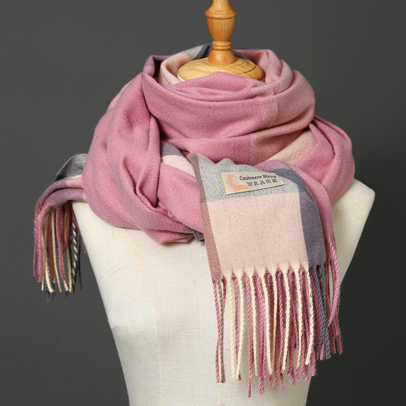 Luxury Brand Autumn Wrap Scarves Winter Warm Foulard Bandana Female Blanket Cashmere Plaid Scarf Men's Thick Fringe Large Shawls - Image 9