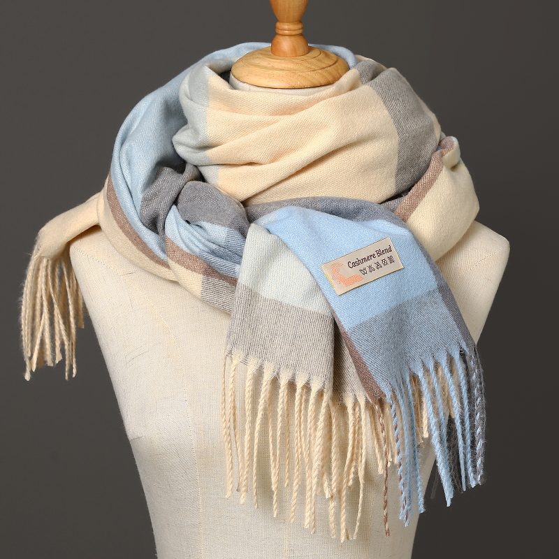 Luxury Brand Autumn Wrap Scarves Winter Warm Foulard Bandana Female Blanket Cashmere Plaid Scarf Men's Thick Fringe Large Shawls - Image 11