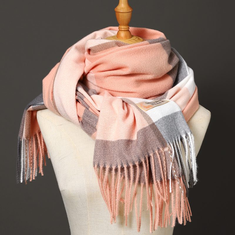 Luxury Brand Autumn Wrap Scarves Winter Warm Foulard Bandana Female Blanket Cashmere Plaid Scarf Men's Thick Fringe Large Shawls - Image 12