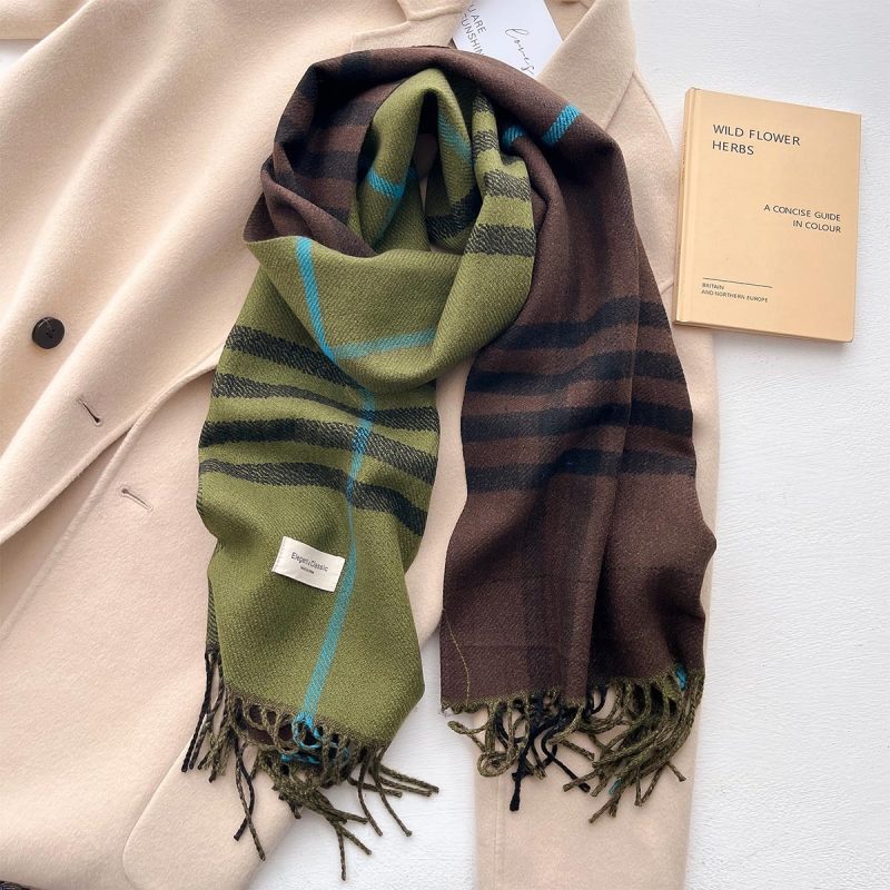 2024 Autumn Winter Men Women Warm Scarf Double Sided Imitation Cashmere Shawl Thick Wrap Student Scarves Bufanda Echarpe Blanket - Image 2