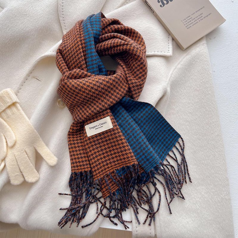 2024 Autumn Winter Men Women Warm Scarf Double Sided Imitation Cashmere Shawl Thick Wrap Student Scarves Bufanda Echarpe Blanket - Image 3