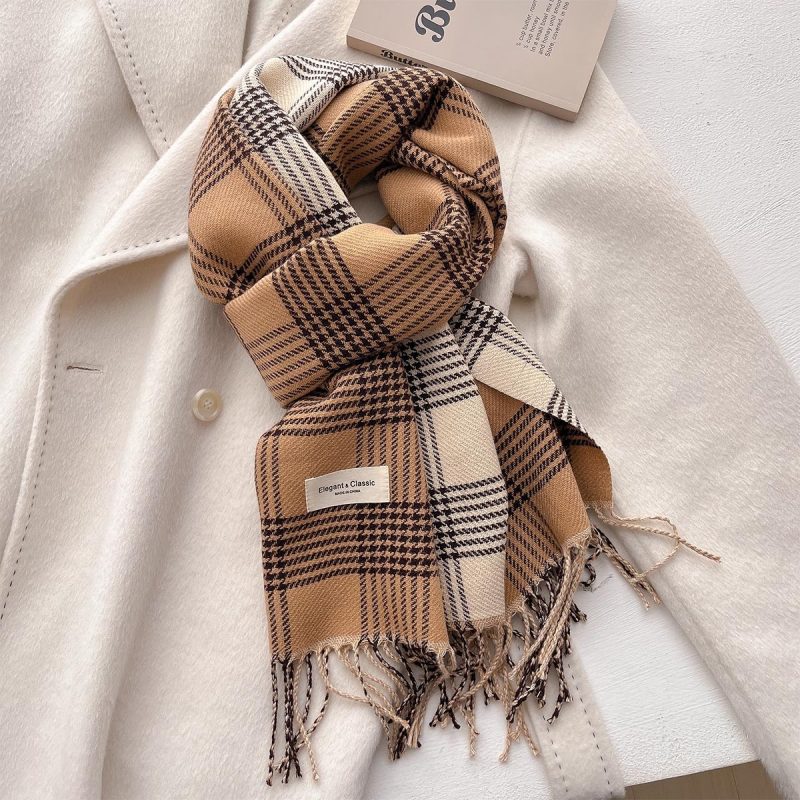 2024 Autumn Winter Men Women Warm Scarf Double Sided Imitation Cashmere Shawl Thick Wrap Student Scarves Bufanda Echarpe Blanket - Image 6