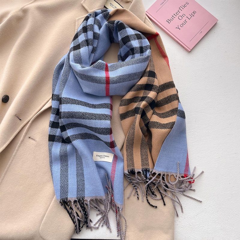 2024 Autumn Winter Men Women Warm Scarf Double Sided Imitation Cashmere Shawl Thick Wrap Student Scarves Bufanda Echarpe Blanket - Image 7