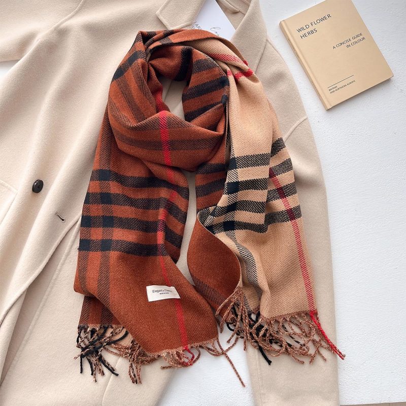 2024 Autumn Winter Men Women Warm Scarf Double Sided Imitation Cashmere Shawl Thick Wrap Student Scarves Bufanda Echarpe Blanket - Image 8