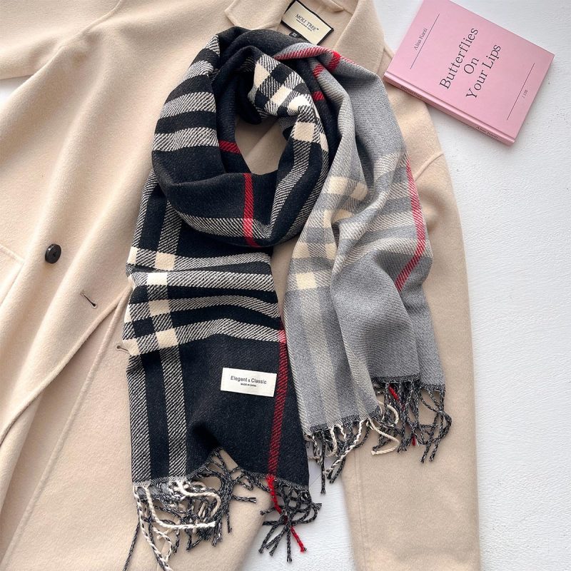 2024 Autumn Winter Men Women Warm Scarf Double Sided Imitation Cashmere Shawl Thick Wrap Student Scarves Bufanda Echarpe Blanket - Image 11