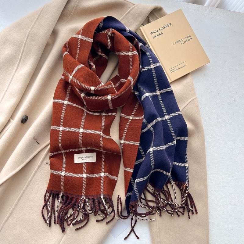 2024 Autumn Winter Men Women Warm Scarf Double Sided Imitation Cashmere Shawl Thick Wrap Student Scarves Bufanda Echarpe Blanket - Image 17
